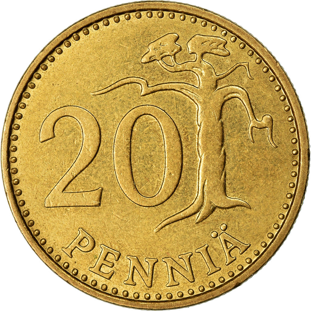 Moeda, Finlândia, 20 Pennia, 1983, EF(40-45), Alumínio-Bronze, KM:47
