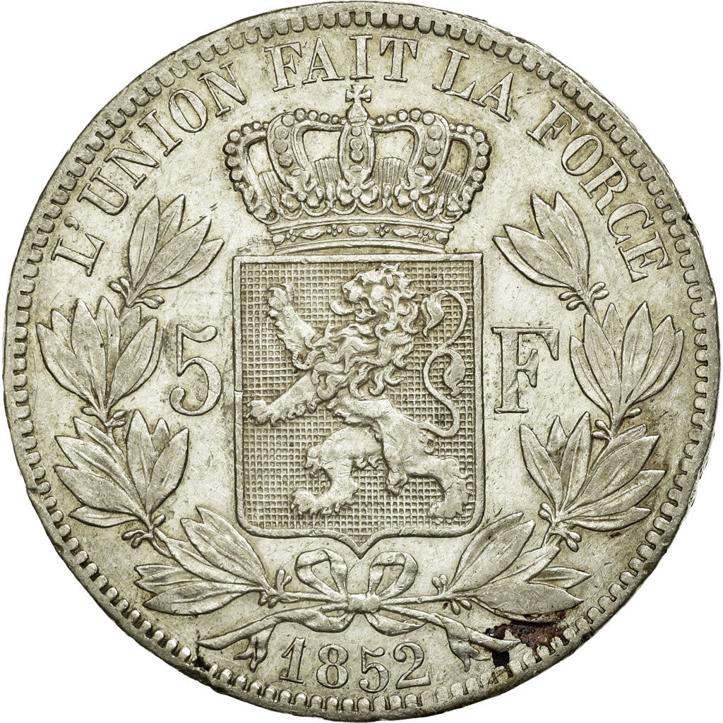 Coin, Belgium, Leopold I, 5 Francs, 5 Frank, 1852, EF(40-45), Silver, KM:17