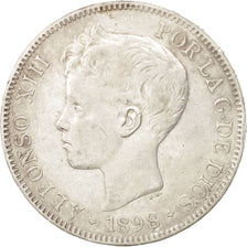 Spain, 5 Pesetas, 1898, Valencia, KM #707, VF(30-35), Silver, 25.04