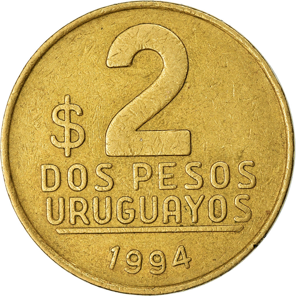 Coin, Uruguay, 2 Pesos Uruguayos, 1994, EF(40-45), Aluminum-Bronze, KM:104.1