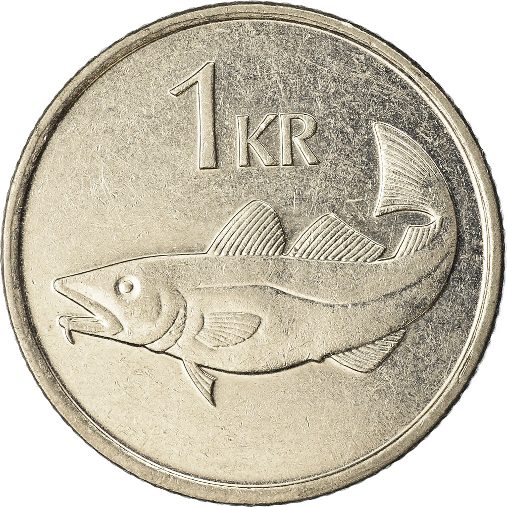 Moneda, Islandia, Krona, 1992, MBC, Níquel chapado en acero, KM:27A