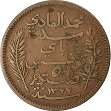 Monnaie, Tunisie, Muhammad al-Hadi Bey, 5 Centimes, 1904, Paris, TB, Bronze