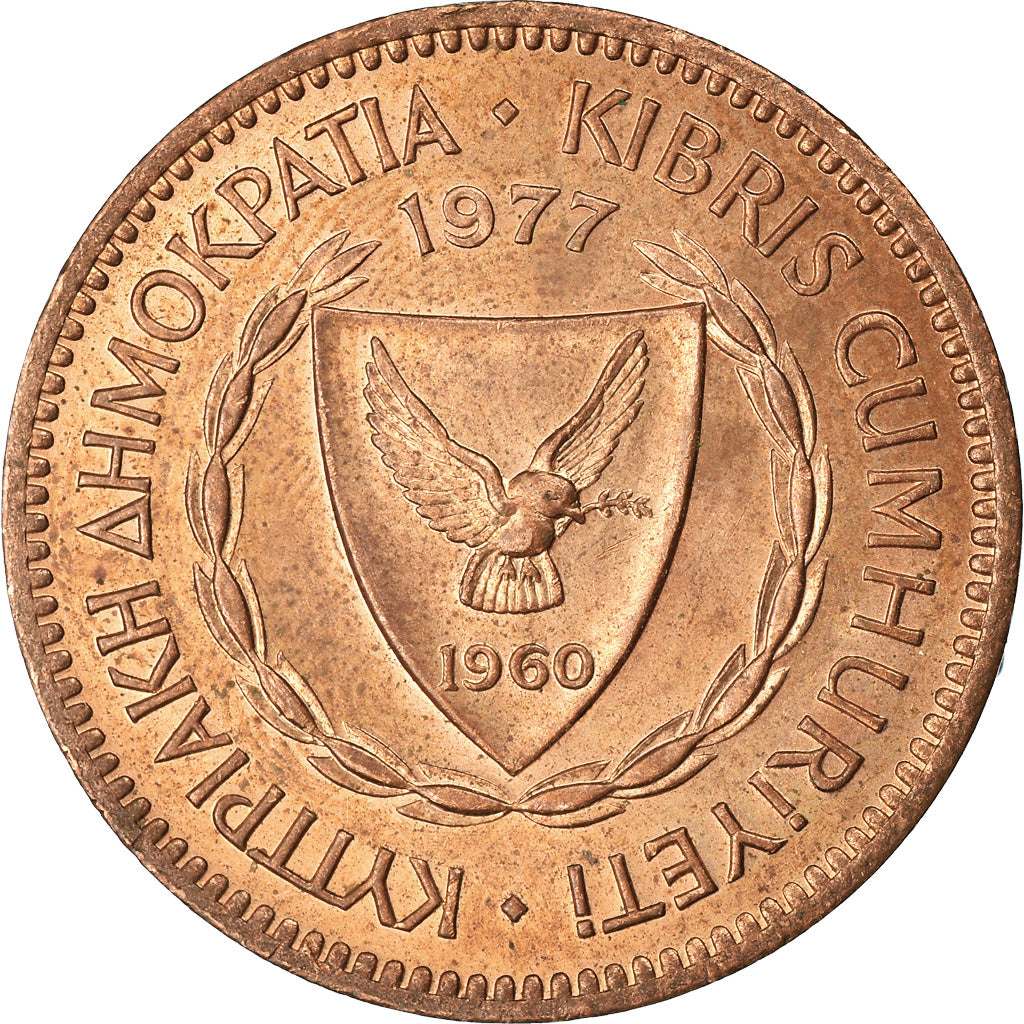 Moneta, Cipro, 5 Mils, 1977, BB, Bronzo, KM:39