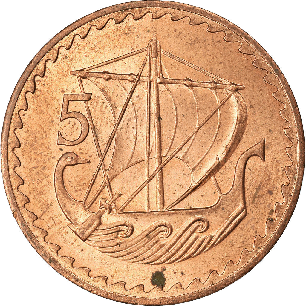 Moneta, Cipro, 5 Mils, 1977, BB, Bronzo, KM:39