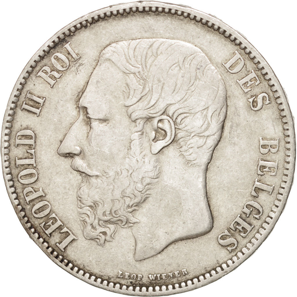 BELGIUM, 5 Francs, 5 Frank, 1867, KM #24, VF(30-35), Silver, 24.78
