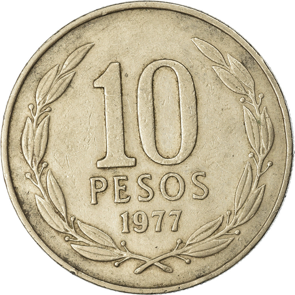 Münze, Chile, 10 Pesos, 1977, SS, Copper-nickel, KM:210