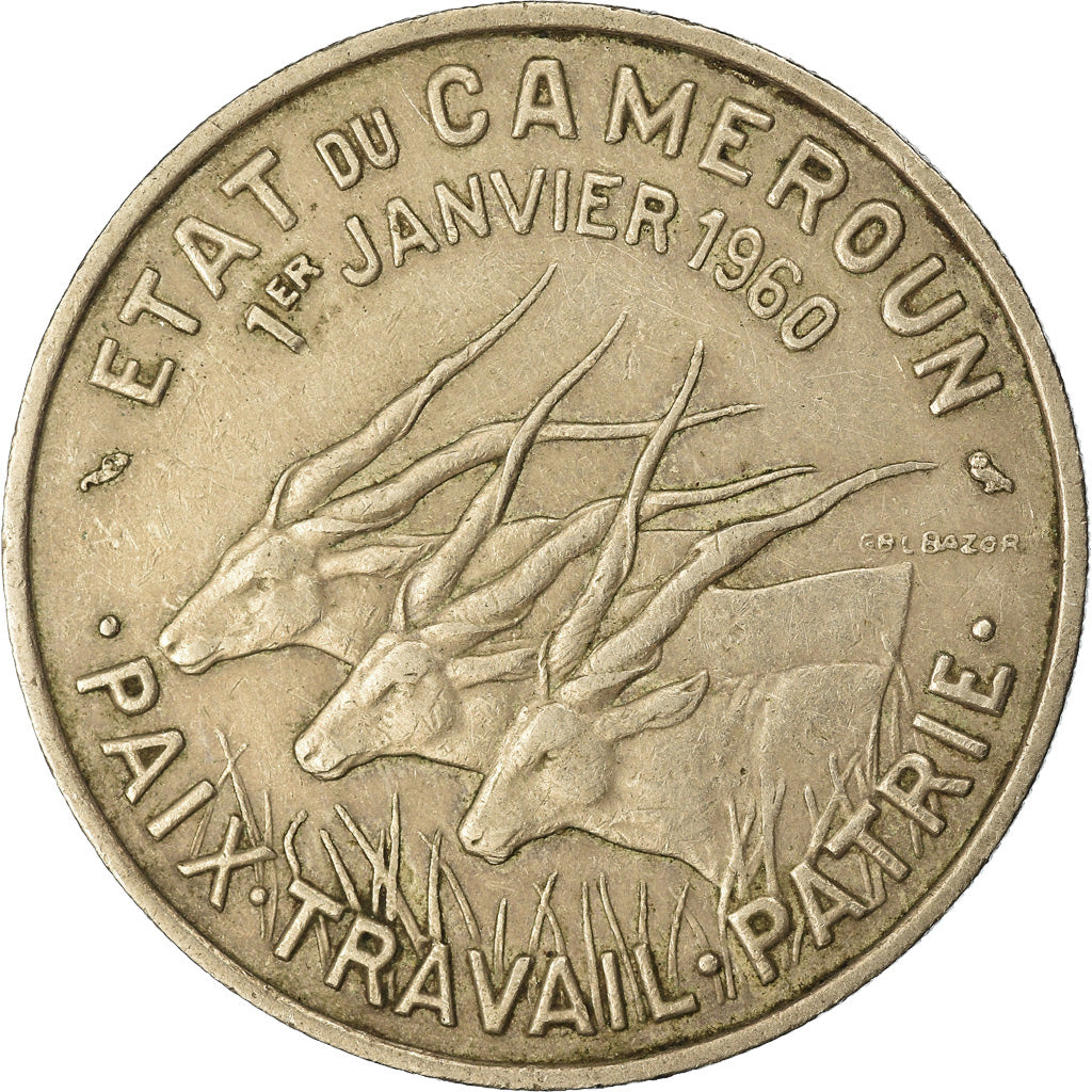 Coin, Cameroon, 50 Francs, 1960, Paris, EF(40-45), Copper-nickel, KM:13