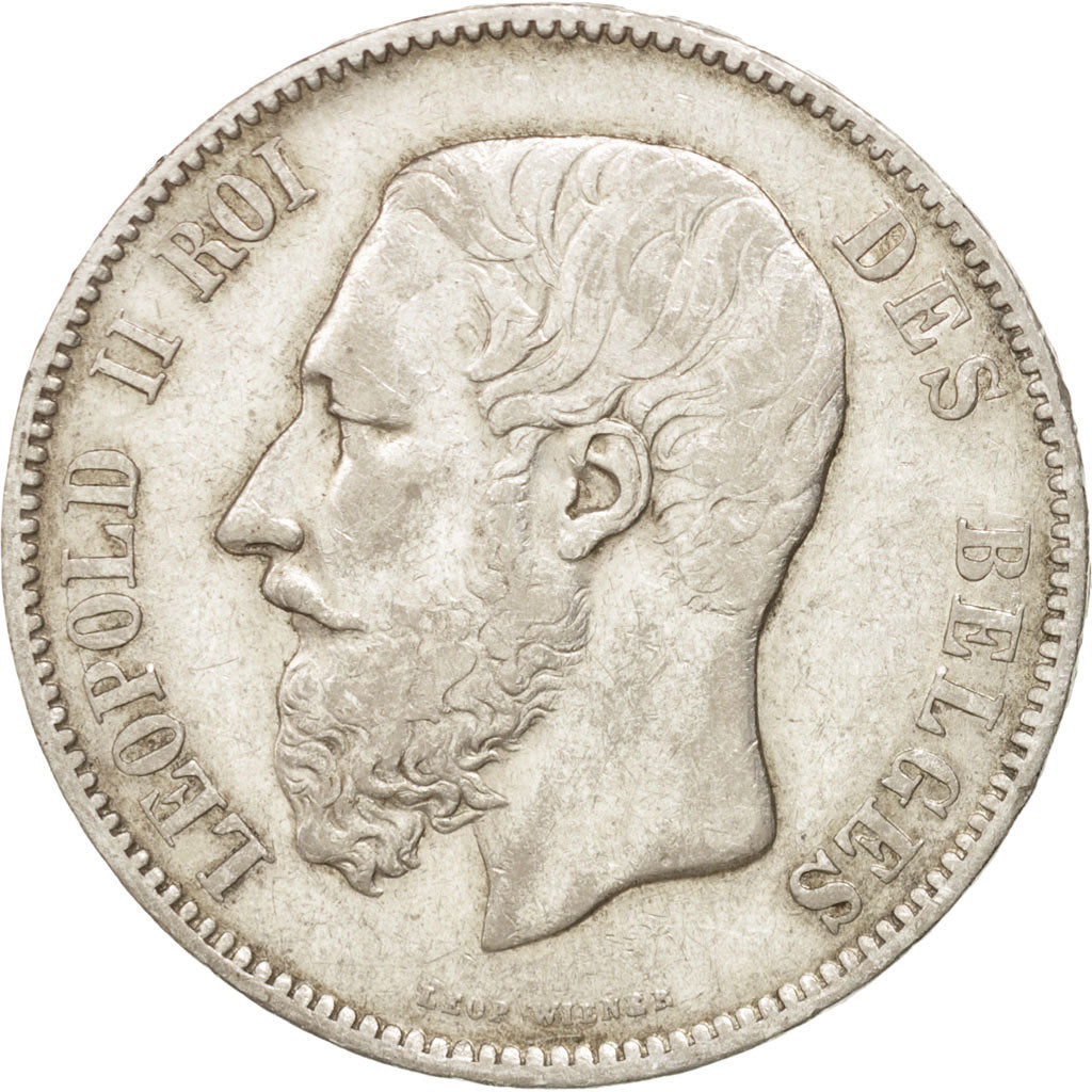 BELGIUM, 5 Francs, 5 Frank, 1869, KM #24, VF(30-35), Silver, 24.91