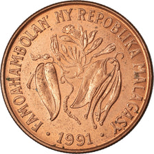 Moneta, Madagascar, 10 Francs, 2 Ariary, 1991, Paris, BB, Acciaio placcato rame