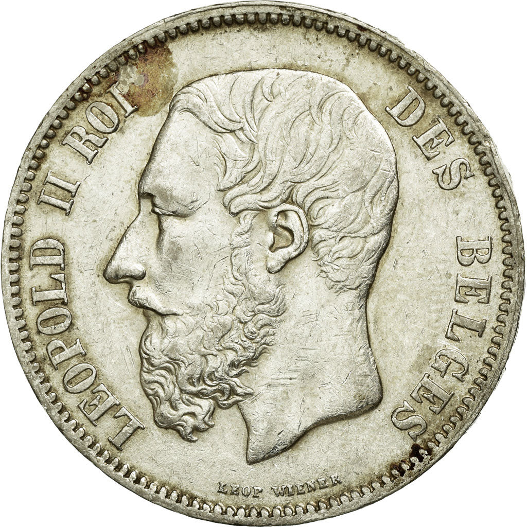 Coin, Belgium, Leopold II, 5 Francs, 5 Frank, 1869, EF(40-45), Silver, KM:24