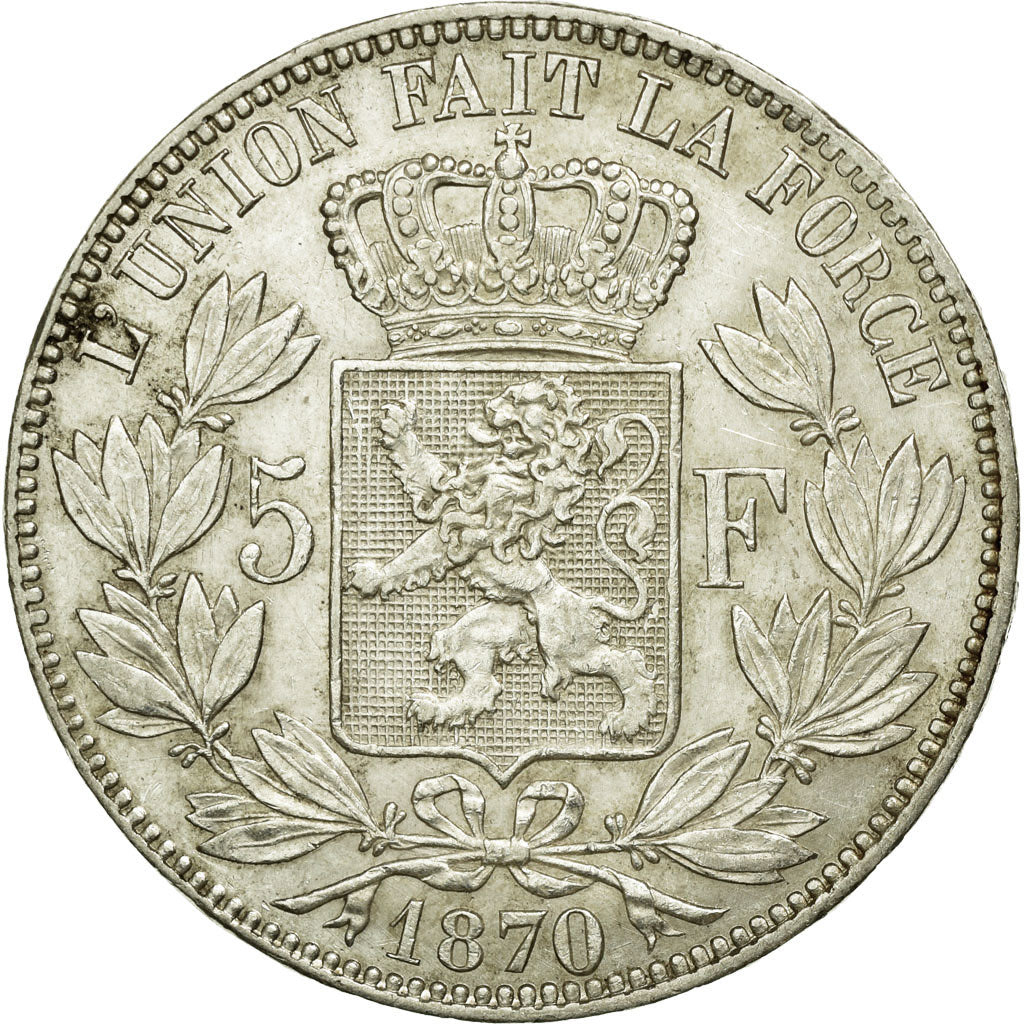 Coin, Belgium, Leopold II, 5 Francs, 5 Frank, 1870, EF(40-45), Silver, KM:24