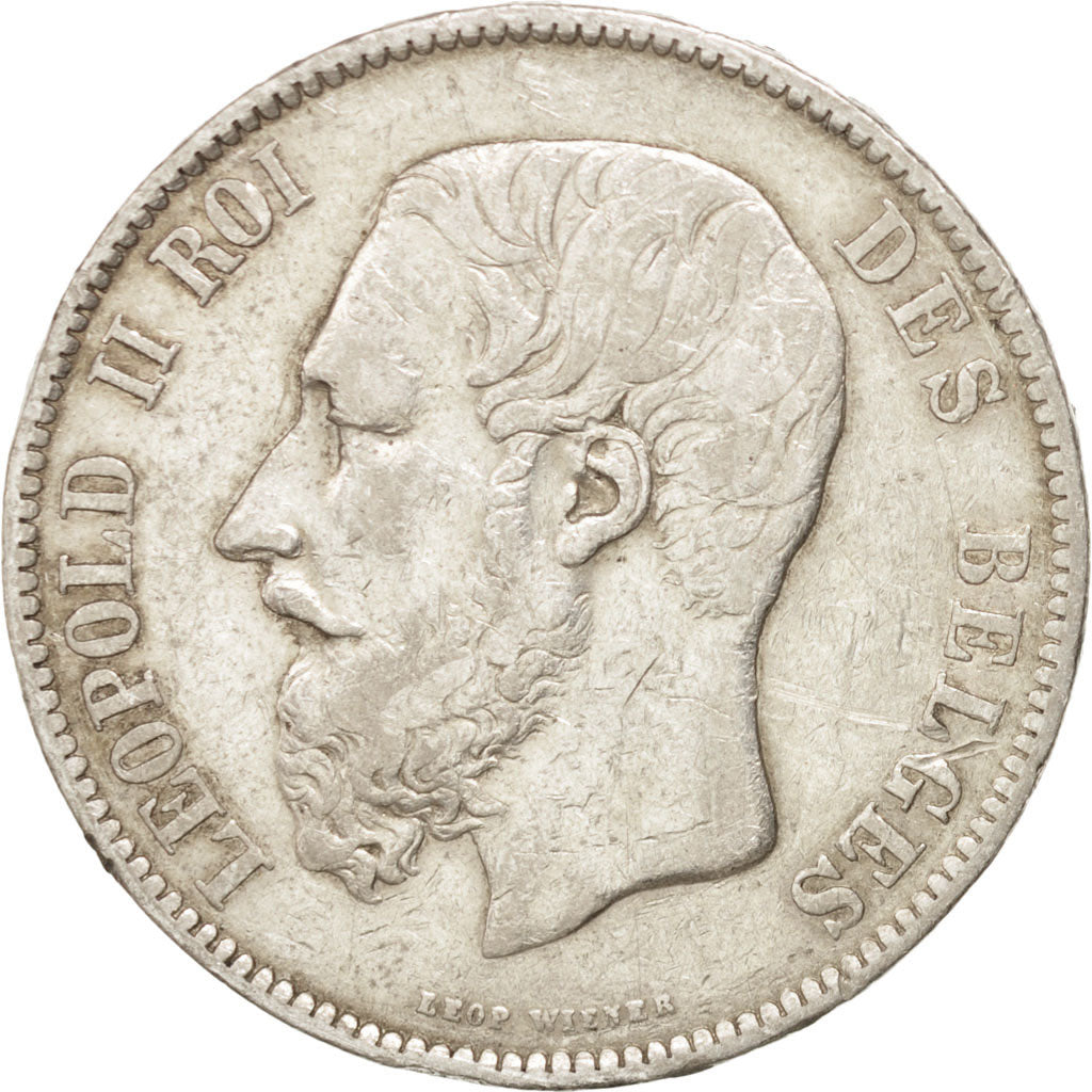 BELGIUM, 5 Francs, 5 Frank, 1870, KM #24, VF(30-35), Silver, 24.79