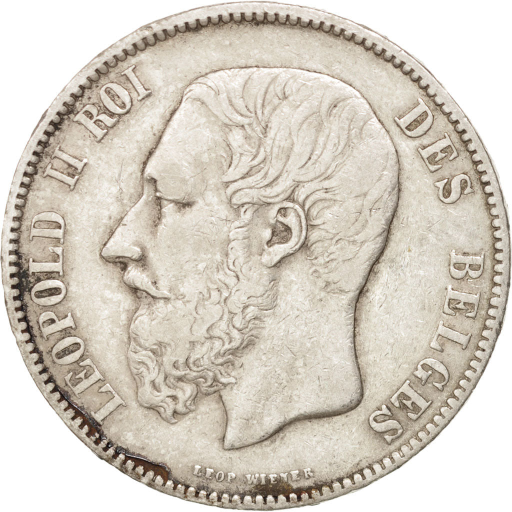 BELGIUM, 5 Francs, 5 Frank, 1872, KM #24, VF(30-35), Silver, 24.93