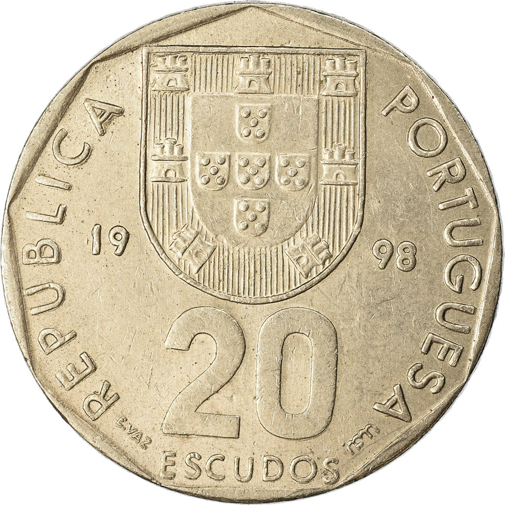 Moeda, Portugal, 20 Escudos, 1998, EF(40-45), Cobre-níquel, KM:634.2