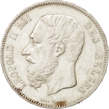 Coin, Belgium, Leopold II, 5 Francs, 5 Frank, 1872, EF(40-45), Silver, KM:24