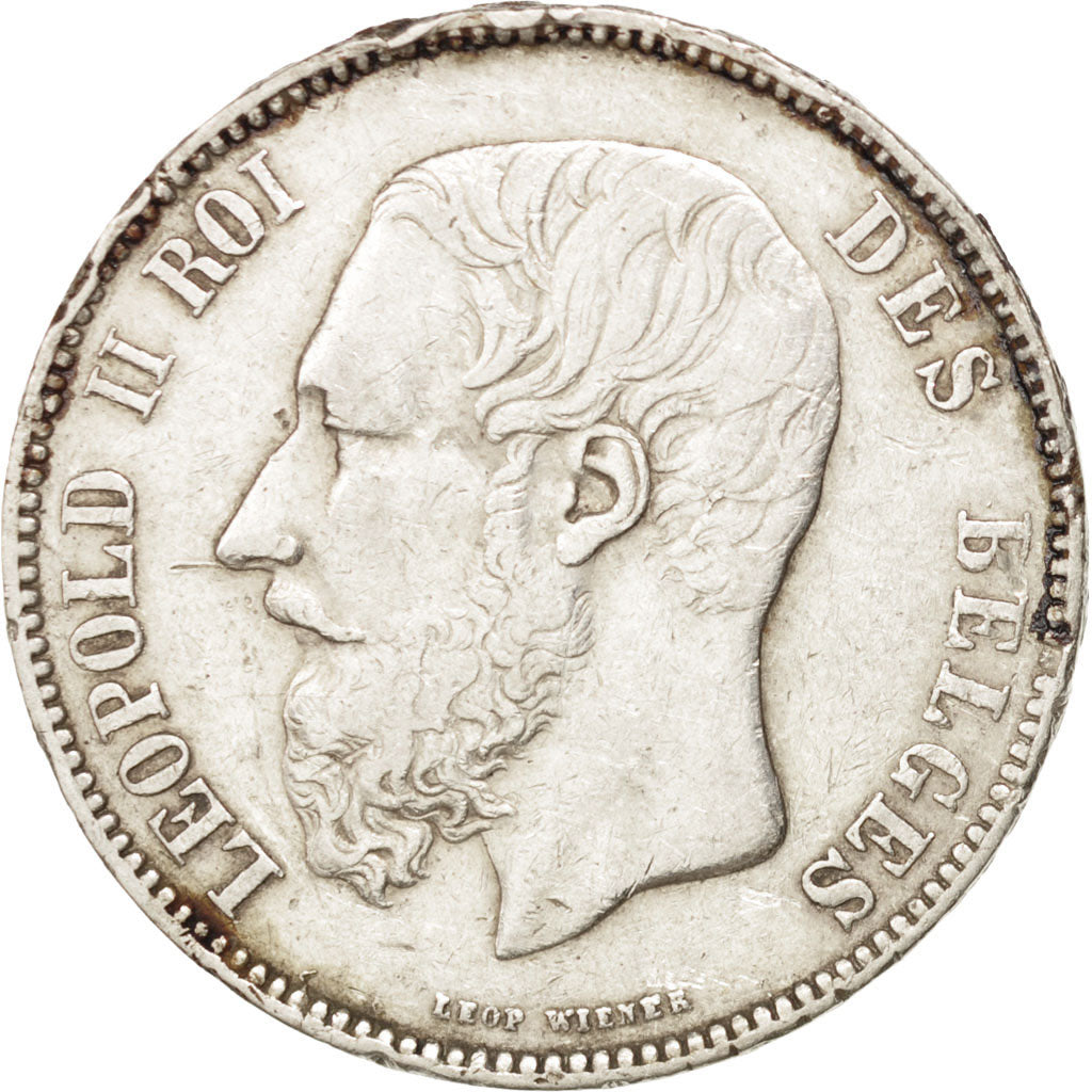 Moneta, Belgio, Leopold II, 5 Francs, 5 Frank, 1873, MB+, Argento, KM:24