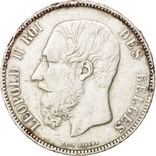 Moneta, Belgio, Leopold II, 5 Francs, 5 Frank, 1873, MB+, Argento, KM:24