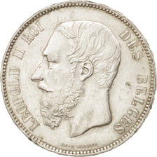 BELGIUM, 5 Francs, 5 Frank, 1873, KM #24, AU(50-53), Silver, 25.00