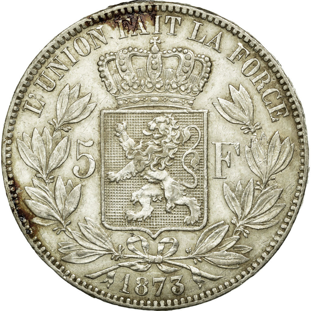 Coin, Belgium, Leopold II, 5 Francs, 5 Frank, 1873, AU(50-53), Silver, KM:24