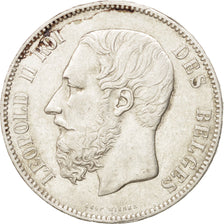 BELGIUM, 5 Francs, 5 Frank, 1873, KM #24, AU(50-53), Silver, 24.85