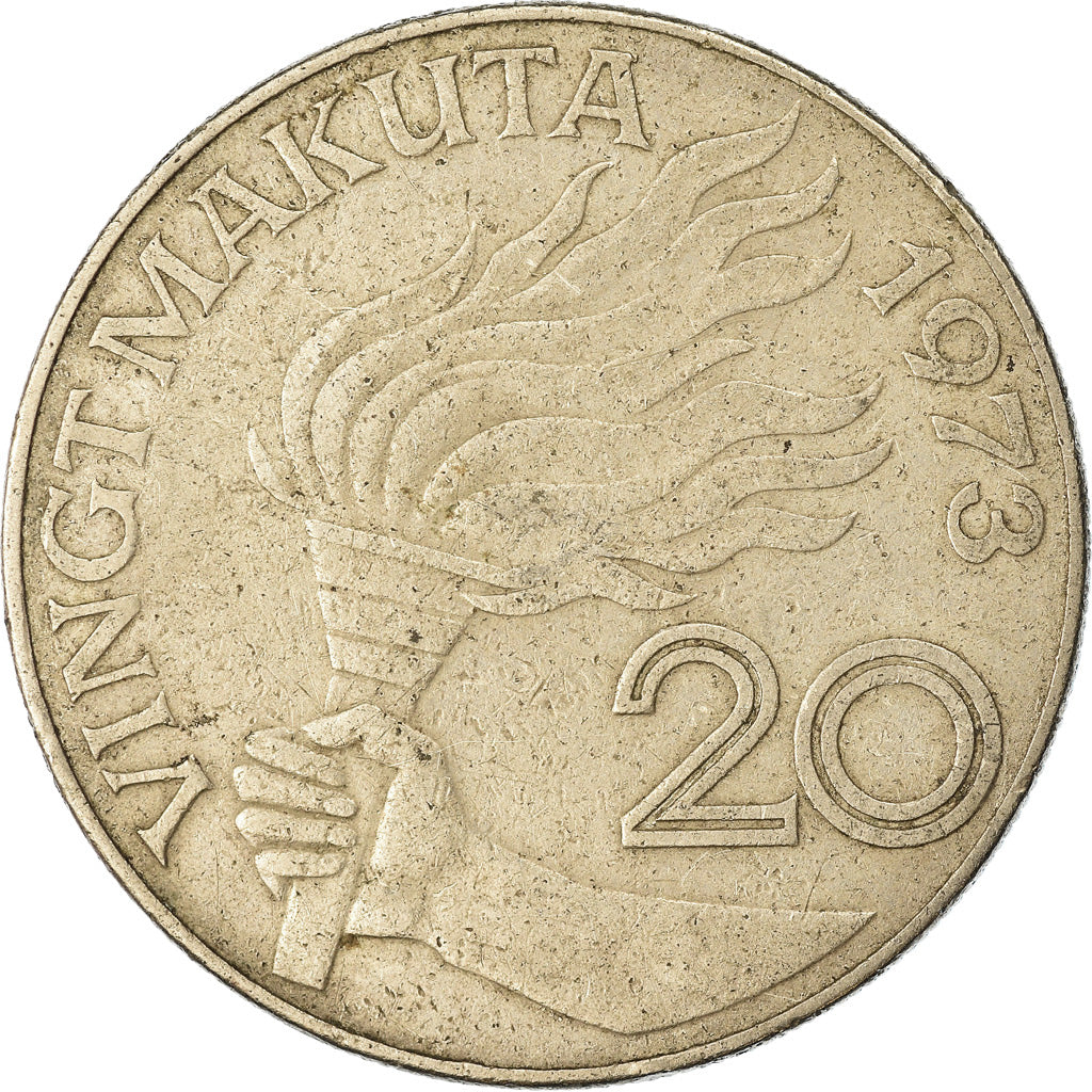Moneta, Zaire, 20 Makuta, 1973, BB, Rame-nichel, KM:8