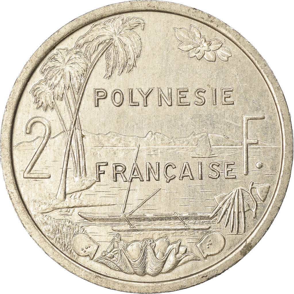Coin, French Polynesia, 2 Francs, 1990, Paris, EF(40-45), Aluminum, KM:10