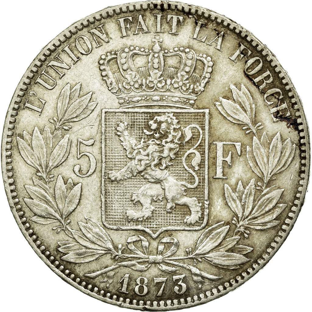 Coin, Belgium, Leopold II, 5 Francs, 5 Frank, 1873, EF(40-45), Silver, KM:24