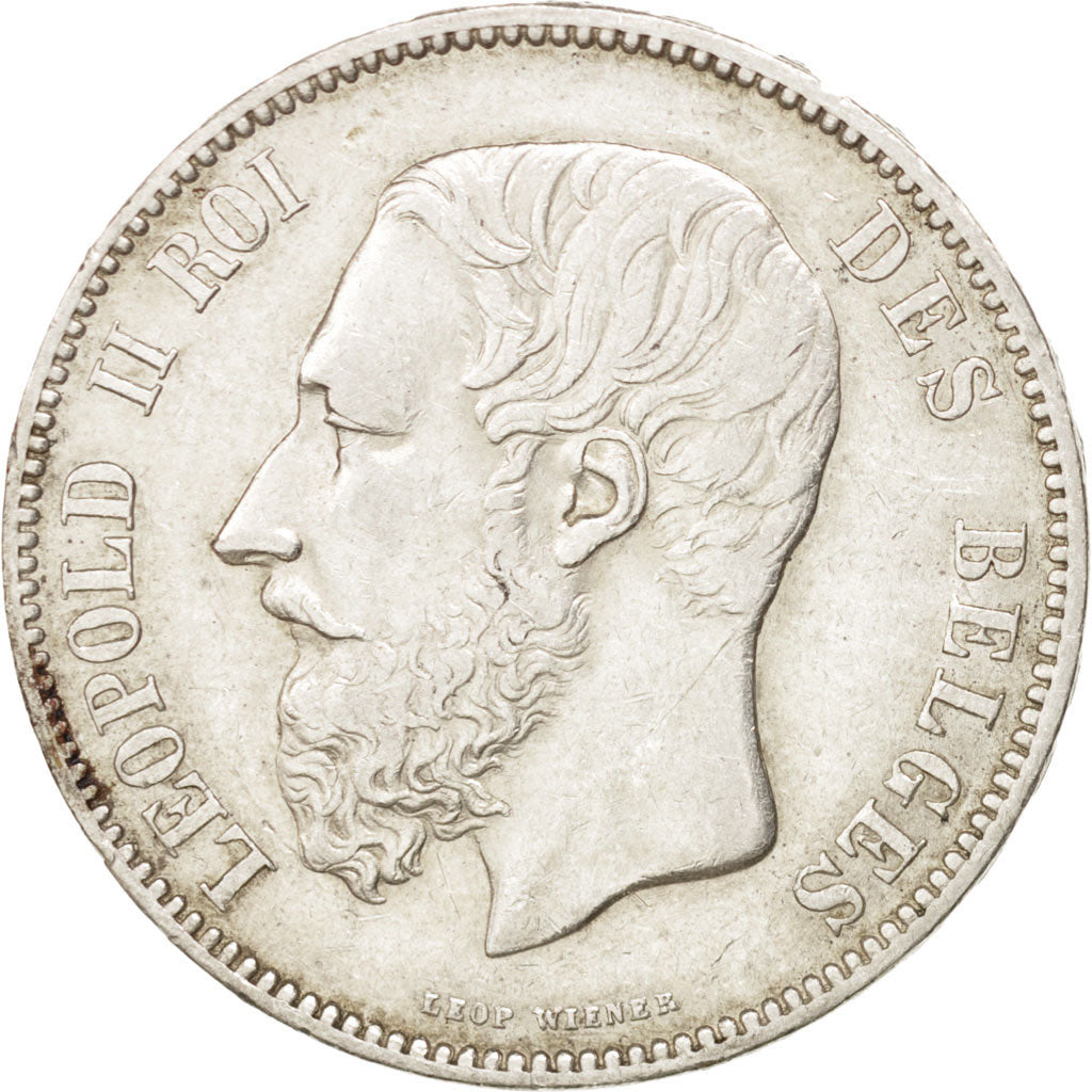BELGIUM, 5 Francs, 5 Frank, 1873, KM #24, EF(40-45), Silver, 24.92