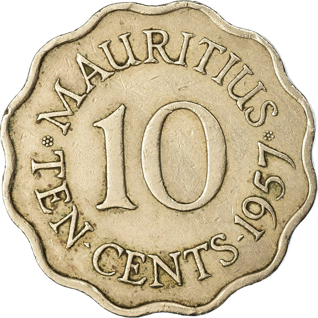 Coin, Mauritius, Elizabeth II, 10 Cents, 1957, EF(40-45), Copper-nickel, KM:33