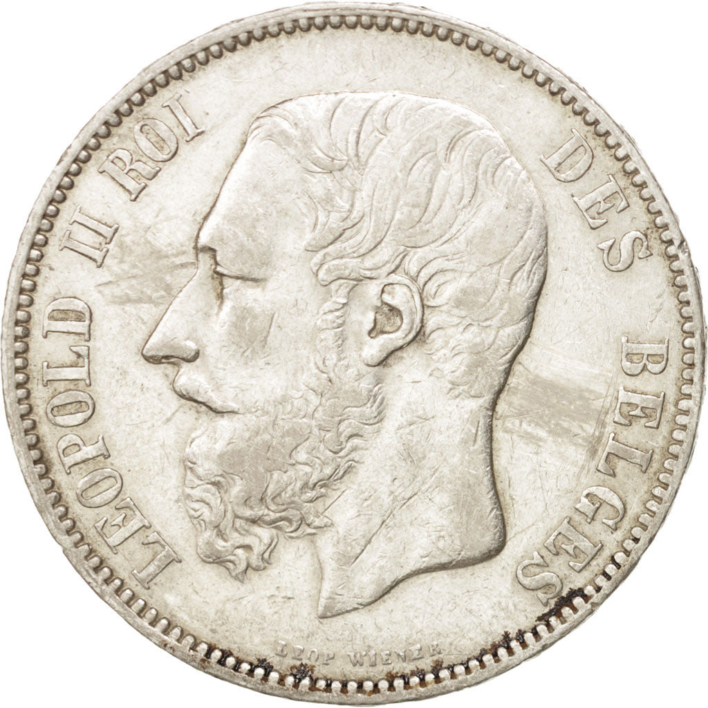 BELGIUM, 5 Francs, 5 Frank, 1873, KM #24, EF(40-45), Silver, 24.88