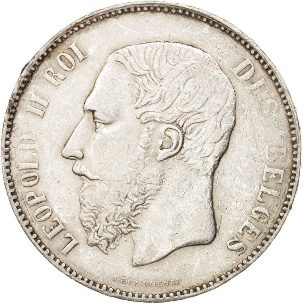 BELGIUM, 5 Francs, 5 Frank, 1873, KM #24, EF(40-45), Silver, 24.91