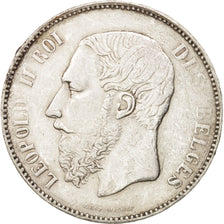 BELGIUM, 5 Francs, 5 Frank, 1873, KM #24, EF(40-45), Silver, 24.91