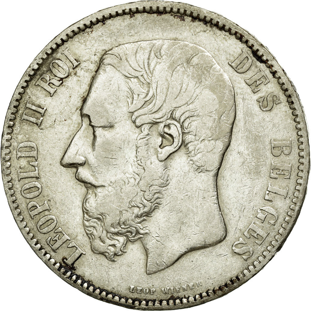 Coin, Belgium, Leopold II, 5 Francs, 5 Frank, 1874, VF(30-35), Silver, KM:24
