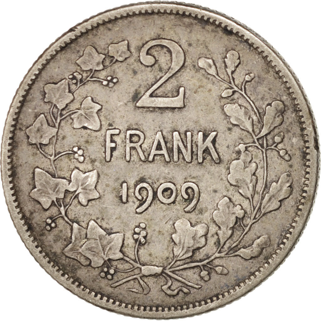 Belgium, 2 Francs, 2 Frank, 1909, MS(63), Silver, KM:59