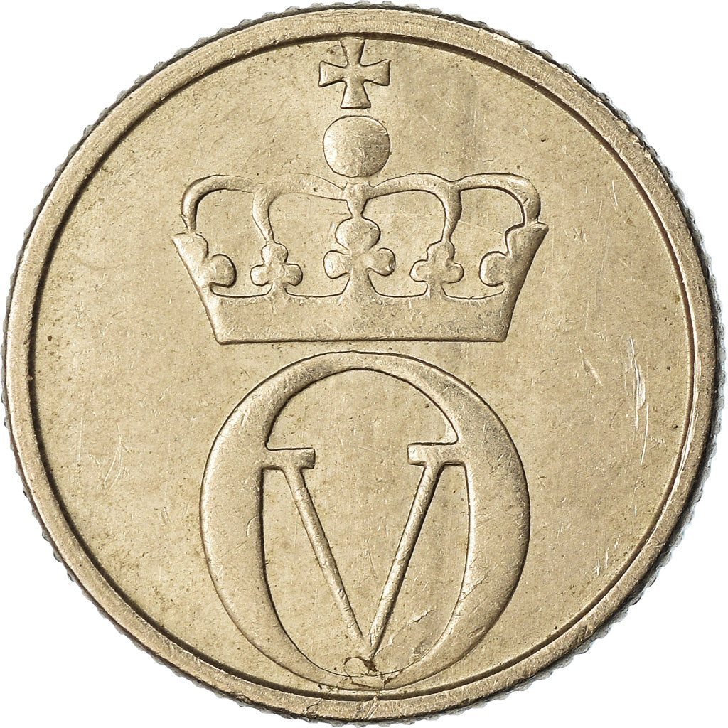Coin, Norway, Olav V, 10 Öre, 1958, EF(40-45), Copper-nickel, KM:406
