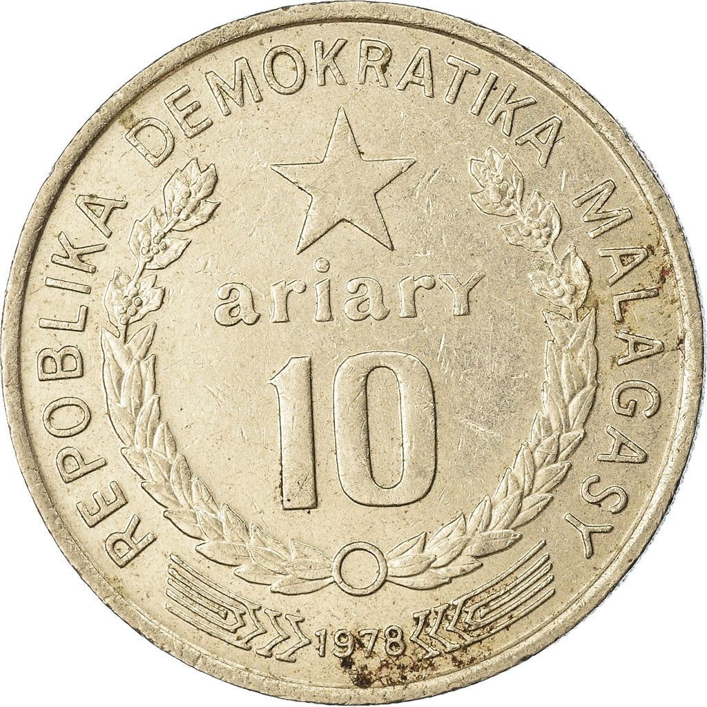 Monnaie, Madagascar, 10 Ariary, 1978, British Royal Mint, TTB, Nickel, KM:13