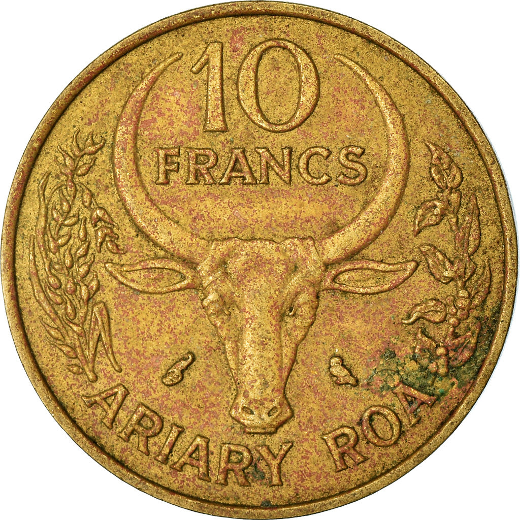 Moneta, Madagascar, 10 Francs, 2 Ariary, 1970, Paris, BB, Alluminio-bronzo