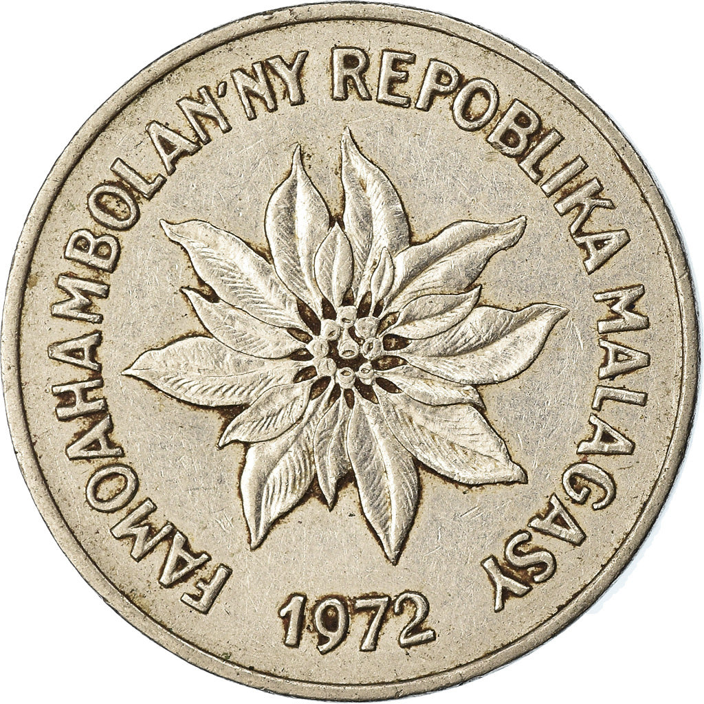 Moneta, Madagascar, 5 Francs, Ariary, 1972, Paris, EF(40-45), Stal nierdzewna