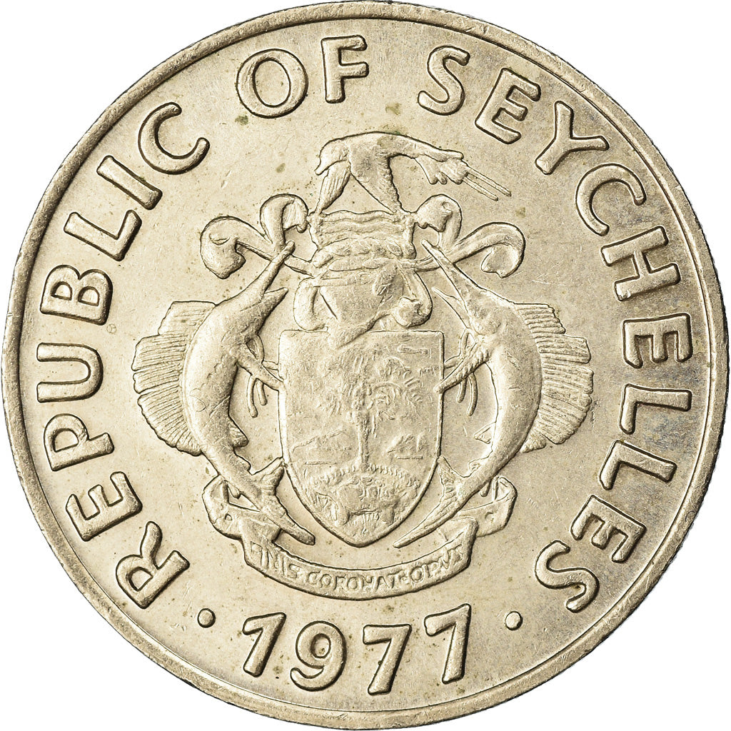 Coin, Seychelles, 50 Cents, 1977, British Royal Mint, EF(40-45), Copper-nickel