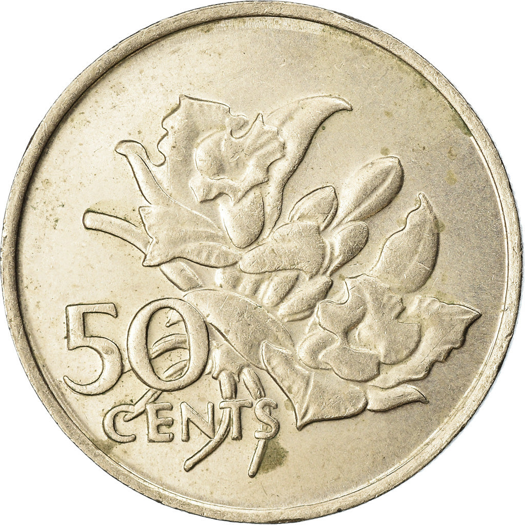Coin, Seychelles, 50 Cents, 1977, British Royal Mint, EF(40-45), Copper-nickel