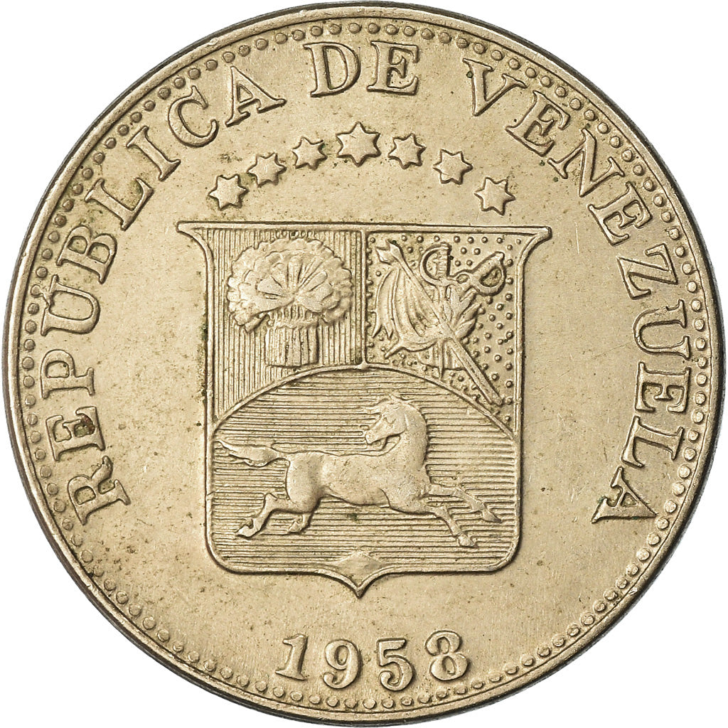 Coin, Venezuela, 5 Centimos, 1958, Philadelphia, EF(40-45), Copper-nickel