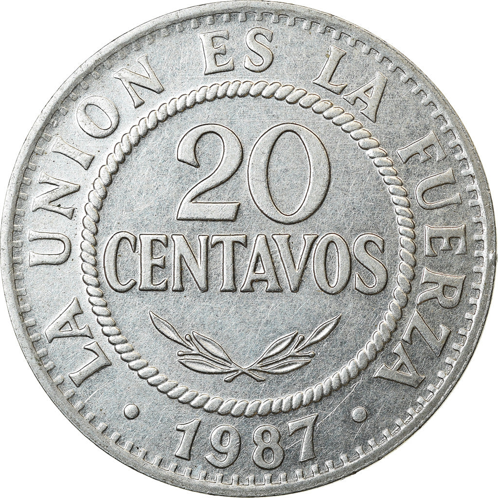 Monnaie, Bolivie, 20 Centavos, 1987, TTB, Stainless Steel, KM:203