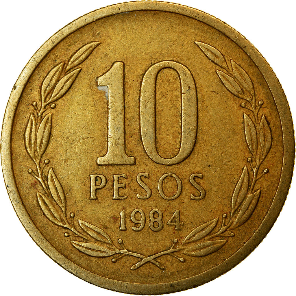 Moneta, Cile, 10 Pesos, 1984, Santiago, BB, Alluminio-bronzo, KM:218.1
