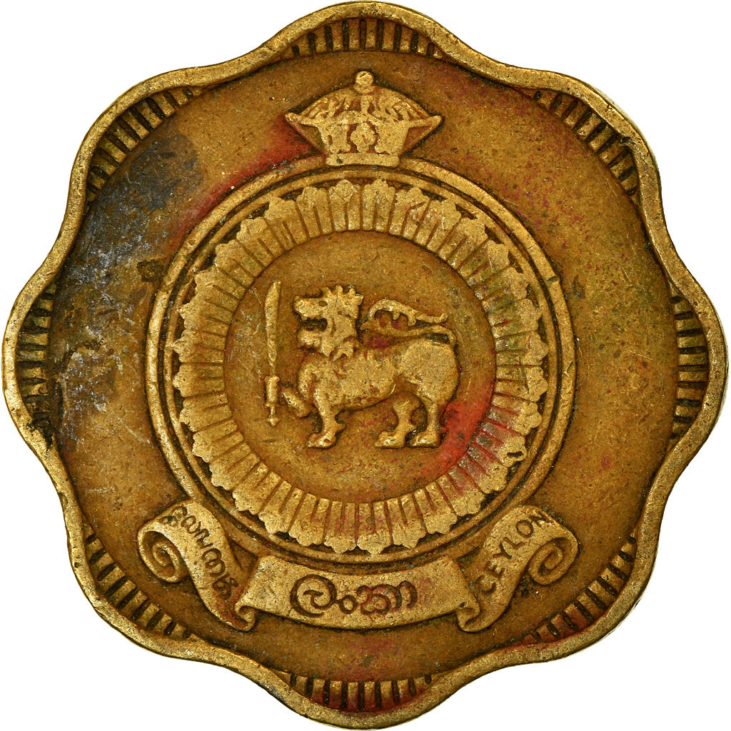 Moneta, Ceylon, Elizabeth II, 10 Cents, 1963, BB, Nichel-ottone, KM:130