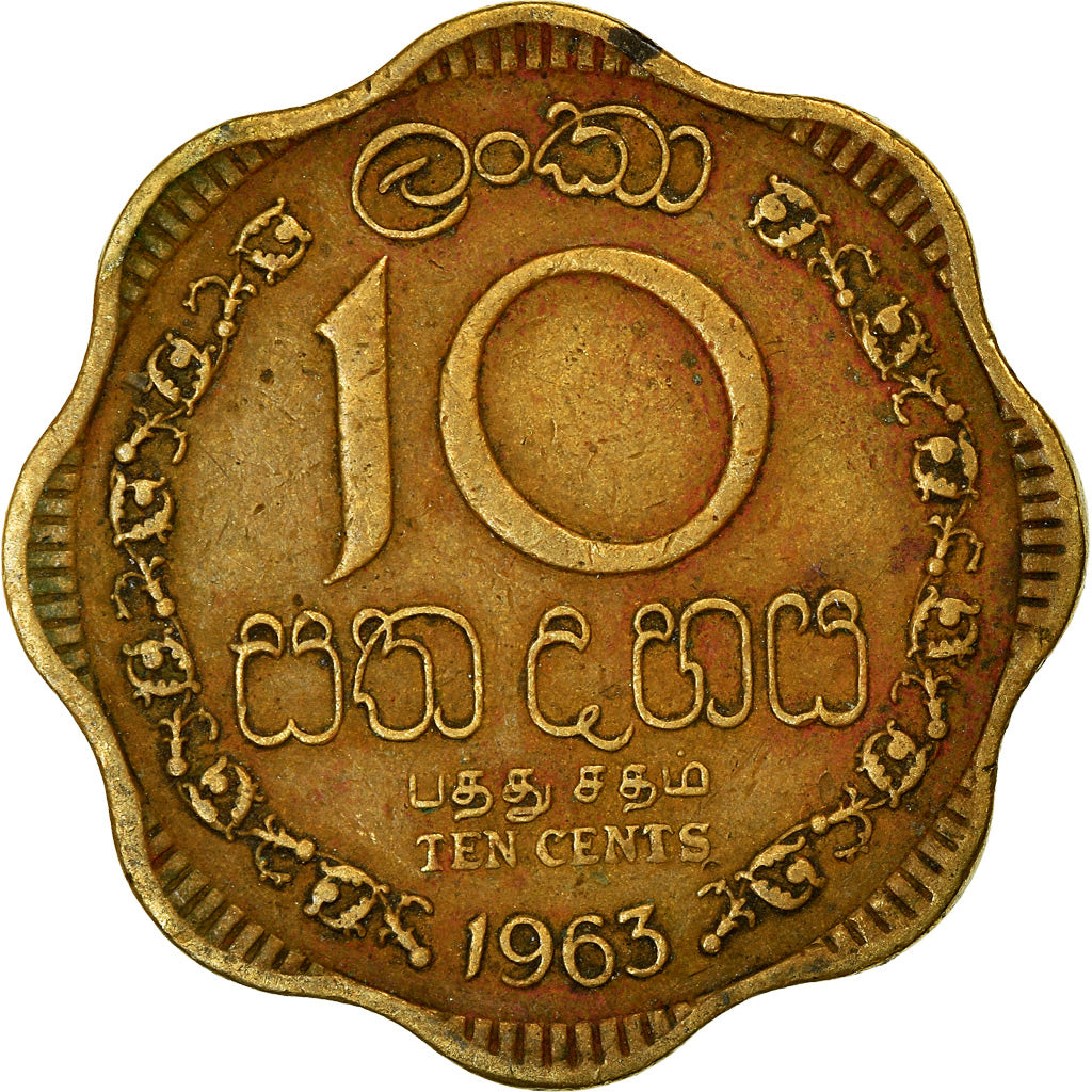 Moneta, Ceylon, Elizabeth II, 10 Cents, 1963, BB, Nichel-ottone, KM:130