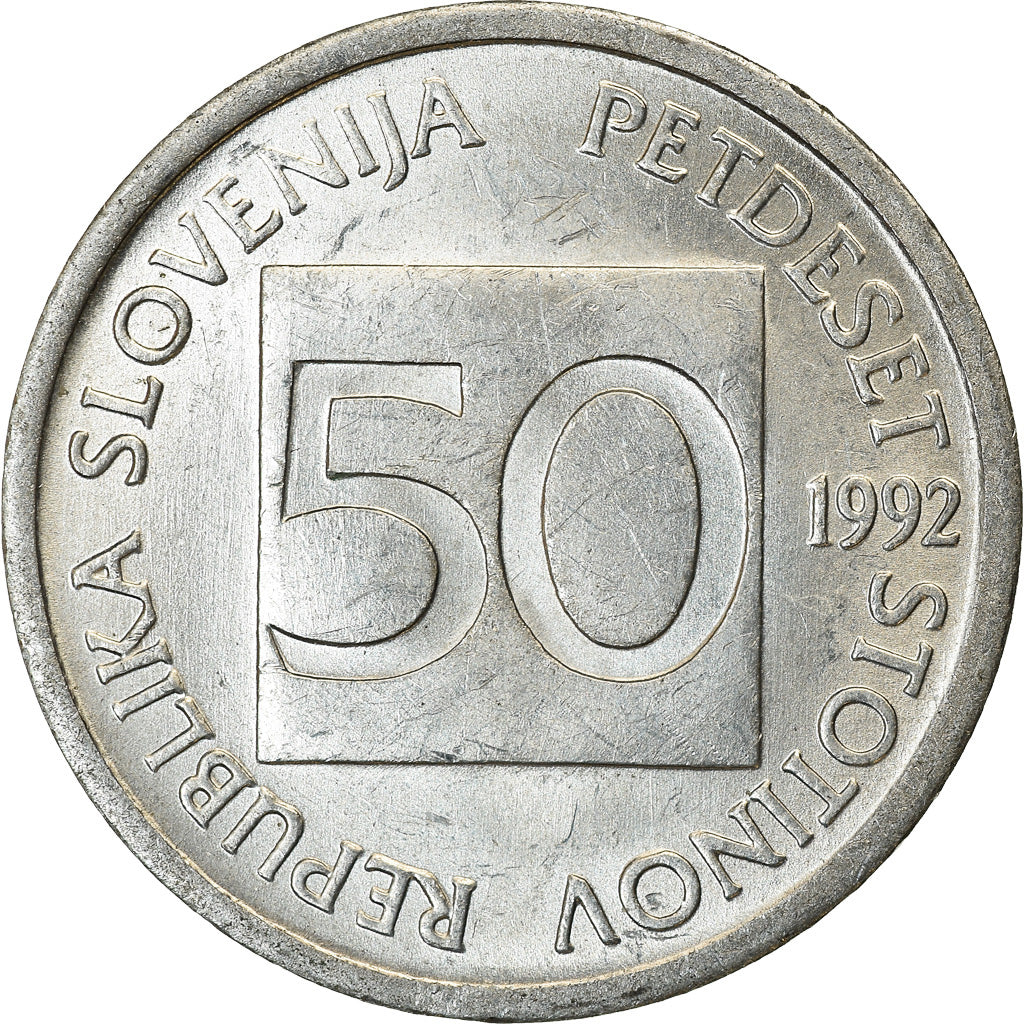 Coin, Slovenia, 50 Stotinov, 1992, EF(40-45), Aluminum, KM:3