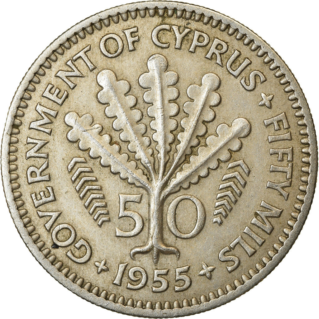 Coin, Cyprus, 50 Mils, 1955, EF(40-45), Copper-nickel, KM:36