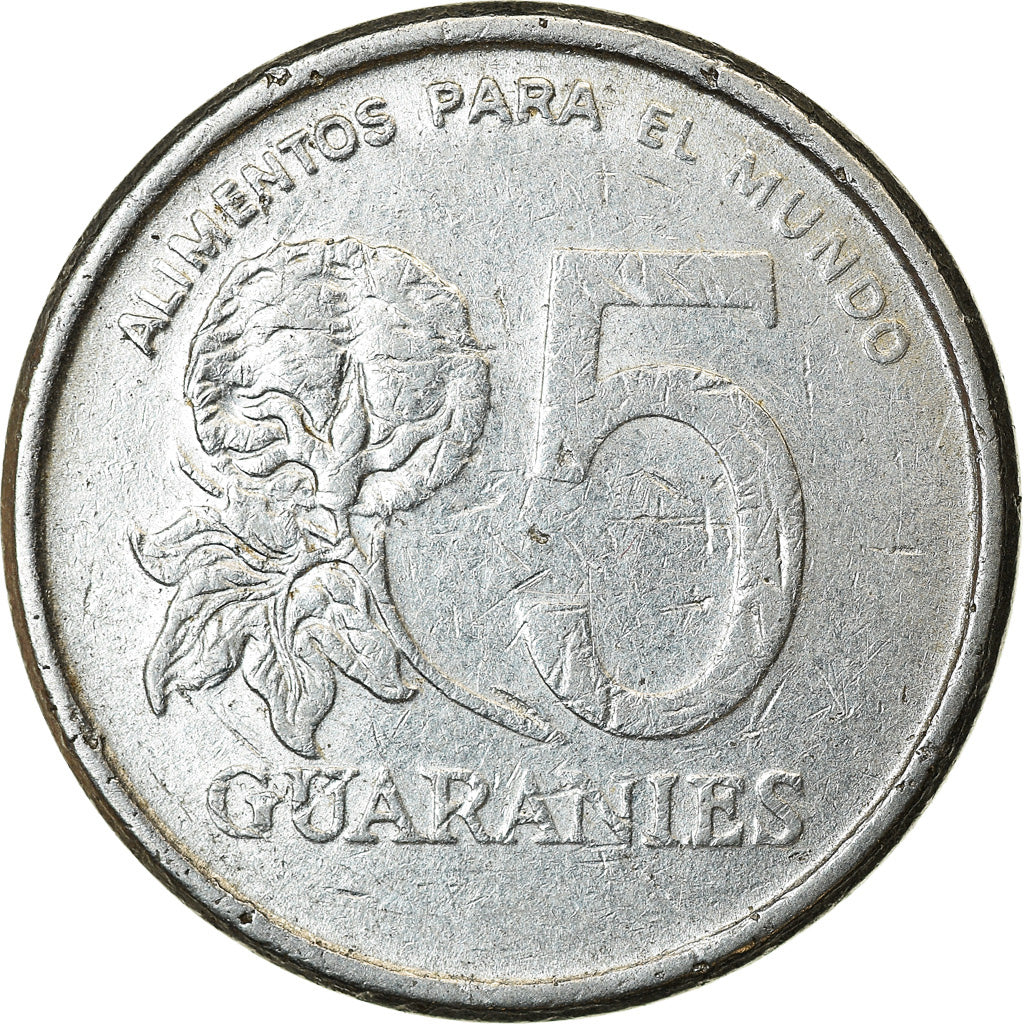 Coin, Paraguay, 5 Guaranies, 1980, EF(40-45), Stainless Steel, KM:166