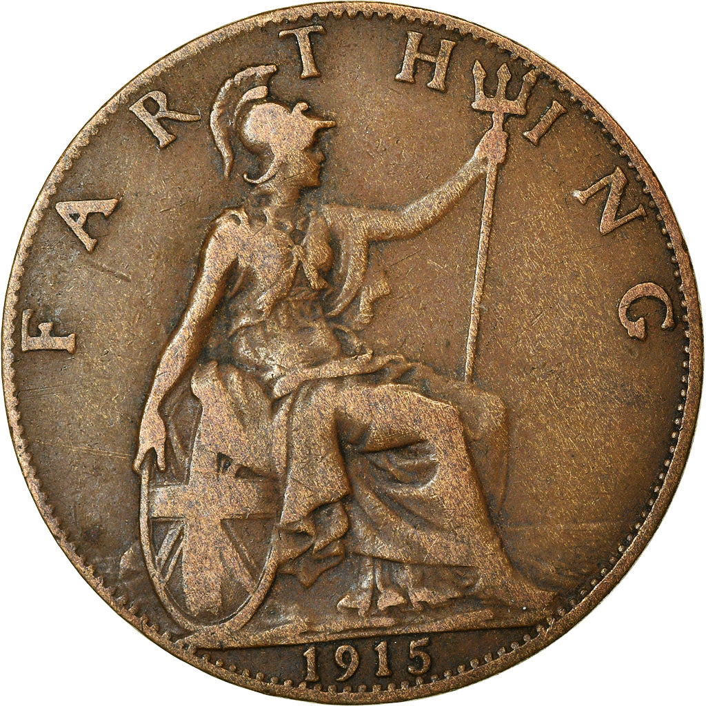 Coin, Great Britain, George V, Farthing, 1915, VF(20-25), Bronze, KM:808.1