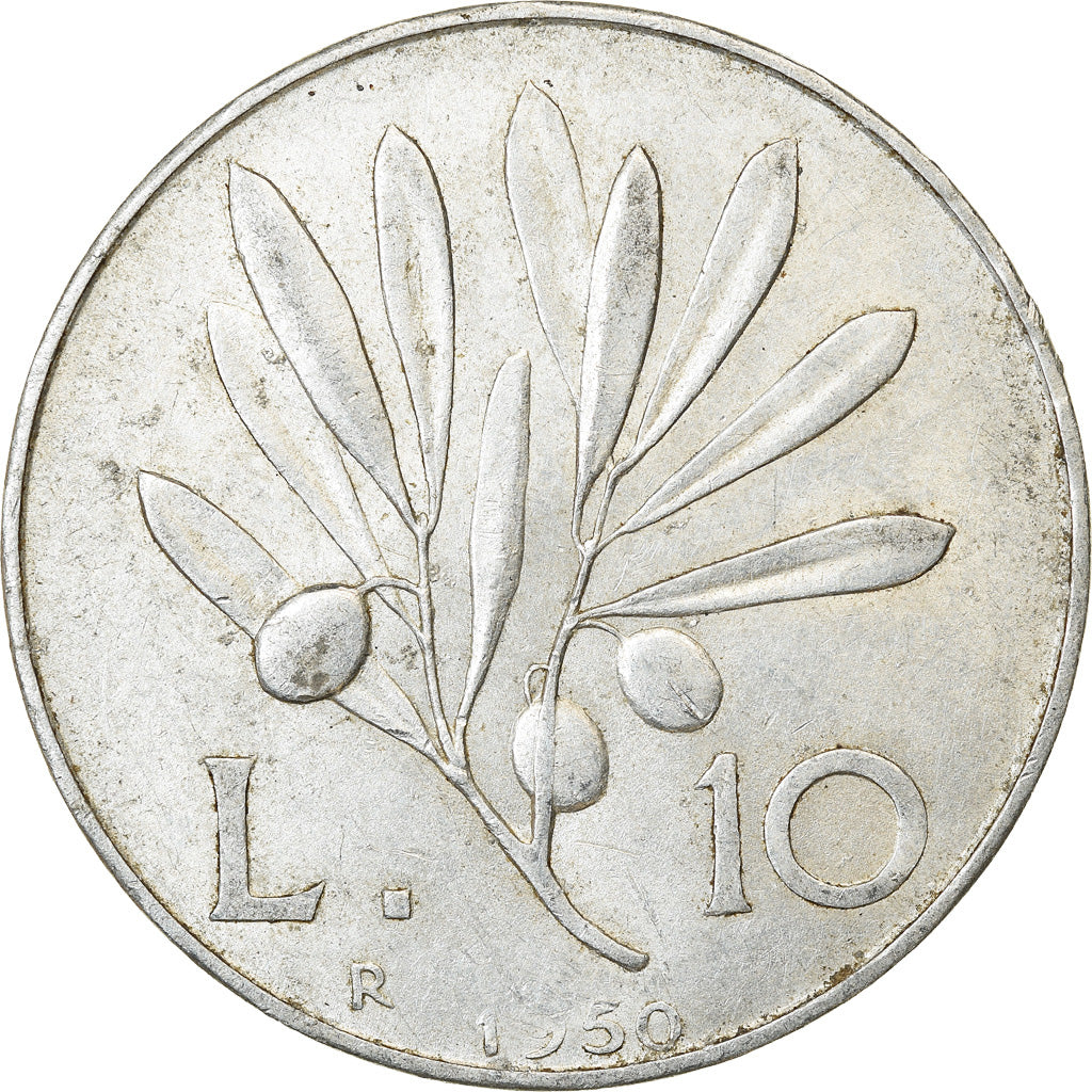Coin, Italy, 10 Lire, 1950, Rome, EF(40-45), Aluminum, KM:90
